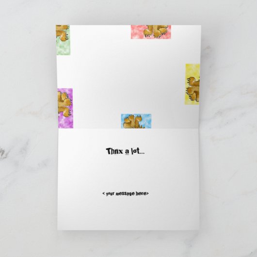 Vijf Cartoons leeuwen Hartelijk dank Bedankkaart (Binnen)