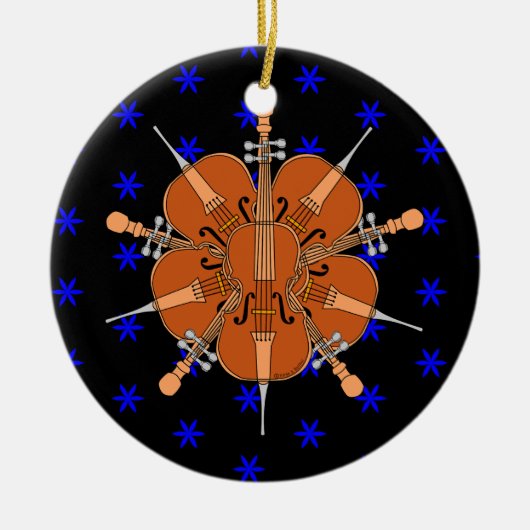 Vijf cello's keramisch ornament (Voorkant)
