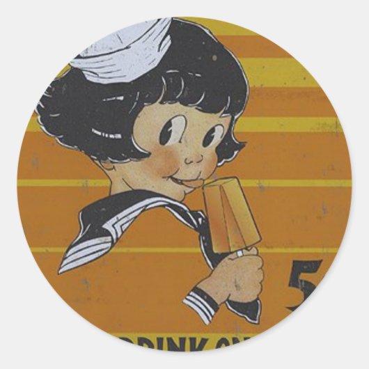 Vijf cent ijsjes ronde sticker (Voorkant)