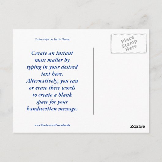 Vijf cruiseschepen briefkaart (Achterkant)
