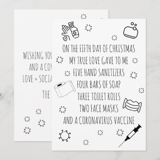 Vijf dagen van Covid-kerst Feestdagenkaart (Voorkant / Achterkant)