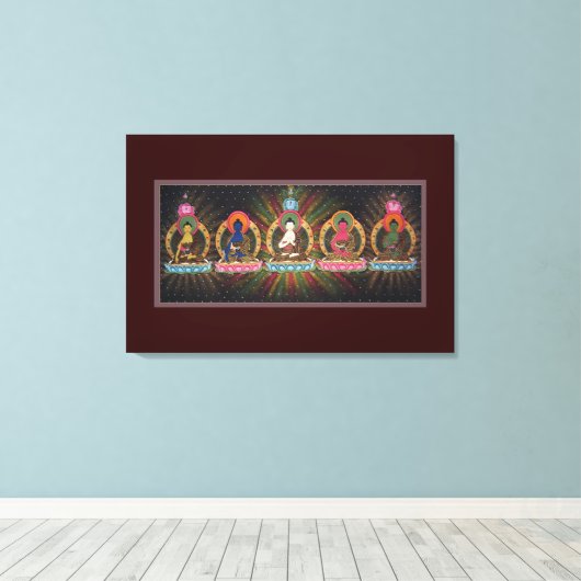 Vijf Dhyani Buddhas Wrapped Canvas (Insitu (Houten vloer))