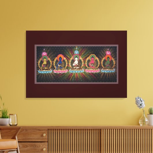Vijf Dhyani Buddhas Wrapped Canvas (Insitu (Woonkamer))