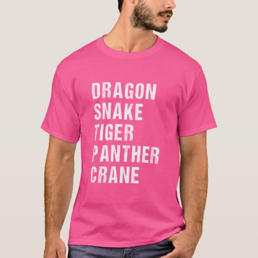 Vijf dieren Kung Fu T-shirt (Voorkant)