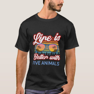 Vijf dieren Shaolin zonsondergang leven is beter m T-shirt