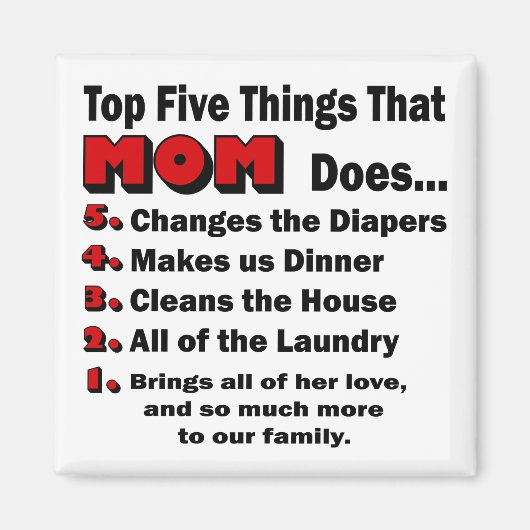 Vijf dingen die mam Magnet doet (Voorkant)