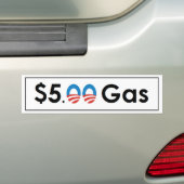 Vijf dollar aan gas Obama Bumpersticker (Op auto)