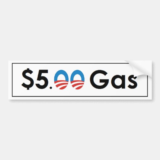 Vijf dollar aan gas Obama Bumpersticker (Voorkant)
