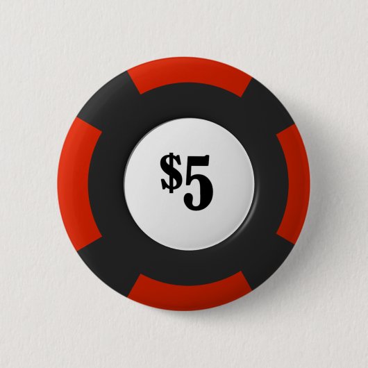 vijf dollar pokerchip ronde button 5,7 cm (Voorkant)