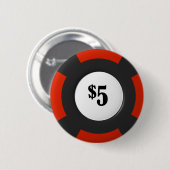 vijf dollar pokerchip ronde button 5,7 cm (Voorkant /achterkant)