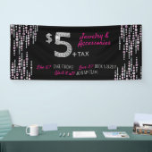 Vijf dollar voor juwelen en accessoires - Paparazz Spandoek (Beurs)