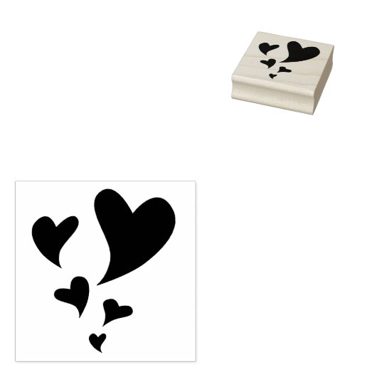 Vijf drijvende harten van stuifmaten rubberstempel (Gestempeld)