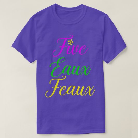 Vijf Eaux Feaux NOLA Paars Green en Gold Yellow T-shirt (Design voorkant)