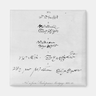 Vijf echte autografieken van William Shakespeare Magneet