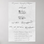 Vijf echte autografieken van William Shakespeare Poster (Voorkant)