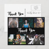 Vijf eenvoudige Afstuderen foto's | Bedankt Black Briefkaart (Voorkant / Achterkant)