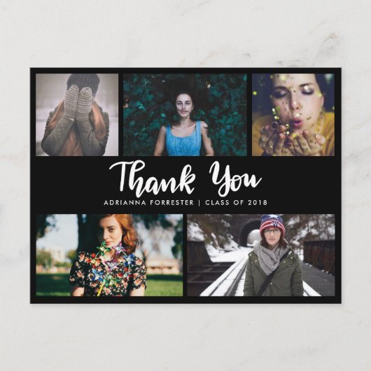 Vijf eenvoudige Afstuderen foto's | Bedankt Black Briefkaart (Voorkant)