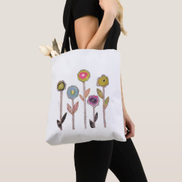 Vijf eenvoudige bloemen tote bag