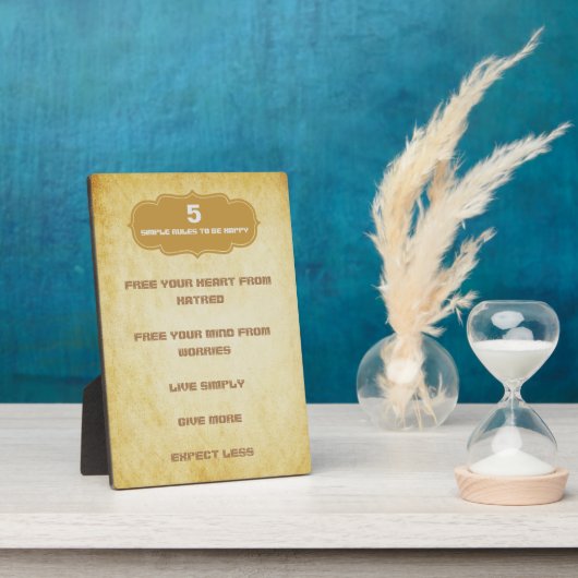 Vijf Eenvoudige Regels om tevreden te zijn Fotoplaat (Zijkant)