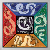 Vijf elementaire dragons poster (Voorkant)