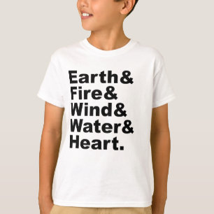 Vijf Elementen   Aarde Vuur Wind Water & Hart T-shirt