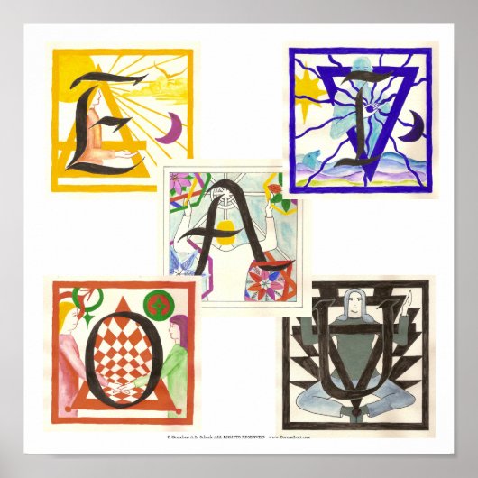 Vijf elementen en handdoeken poster (Voorkant)