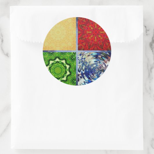 Vijf elementen ronde sticker (Tas)