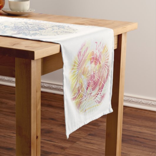 Vijf Elementen Waterverf Mandala Table Runner Korte Tafelloper (Voorbeeld)