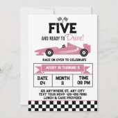 Vijf en klaar om meisje 5e verjaardagsfeestje te r kaart (Voorkant)