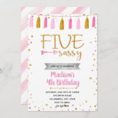 VIJF en sassy verjaardag Uitnodiging (Voorkant / Achterkant)