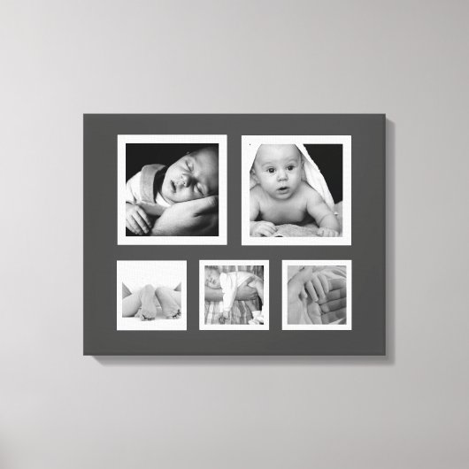 Vijf Fave foto's met witte Lijsten Collage Canvas Afdruk (Voorkant)