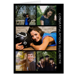 Vijf foto-Afstuderen collage Birthday-kaart