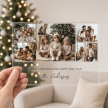 Vijf foto-collage acryl Kerstmis Nieuwjaar