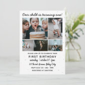 Vijf Foto Collage Child's First Birthday Kaart (Staand voorkant)