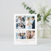 Vijf foto collage Script Love Wedding Bedankt Briefkaart (Staand voorkant)