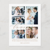 Vijf foto collage Script Love Wedding Bedankt