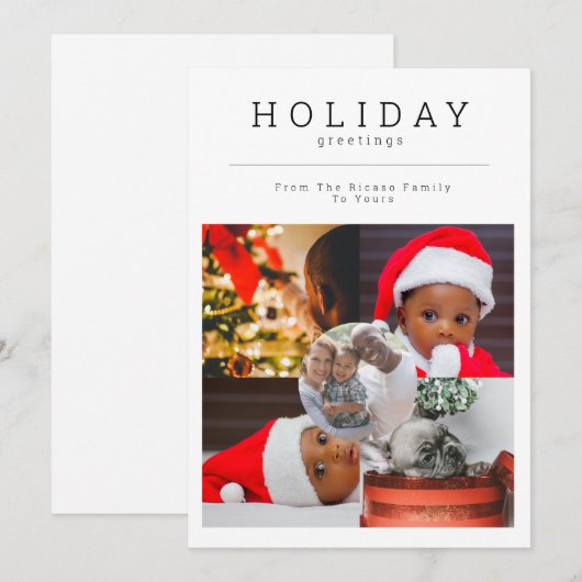 Vijf Foto Holiday Foto gepersonaliseerd Feestdagenkaart (Voorkant / Achterkant)