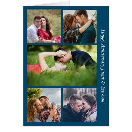 Vijf Foto Jubileum Blauwgroen Blue Kaart (Voorkant)