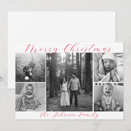 Vijf foto Kerstmis Kaart (Voorkant / Achterkant)