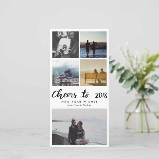 Vijf foto| Kwarten tot het Manuscript 2018 Nieuwja Feestdagenkaart (Staand voorkant)