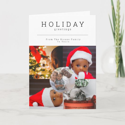 Vijf Foto-vakantiebroetings Foto gepersonaliseerd Feestdagen Kaart (Voorkant)