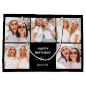 Vijf Fotoraster | Zwarte Happy Birthday Groot Cadeauzakje (Achterkant)