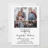 Vijf Foto's Collage Elegant Wedding Uitnodiging (Voorkant)