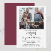 Vijf Foto's Collage Elegant Wedding Uitnodiging (Voorkant / Achterkant)