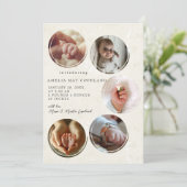 Vijf foto's Collage Geboorte Aankondiging (Staand voorkant)