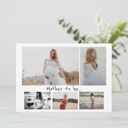 Vijf Foto's Collage Moeder om zwanger te zijn Aankondiging (Staand voorkant)