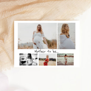 Vijf Foto's Collage Moeder om zwanger te zijn Aankondiging