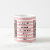 Vijf foto's Collage Moederdag Roze Stripes Coff Koffiemok (Center)