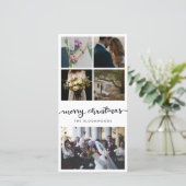 Vijf foto's | Getrouwd stel vrolijk kerstscript Feestdagenkaart (Staand voorkant)