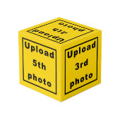 Vijf foto's op gele fotokubus (Achter hoekig)